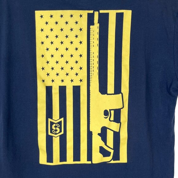 Strong Mens Tshirt Blue Short Sleeves Flag Size Medium - Picture 5 of 8